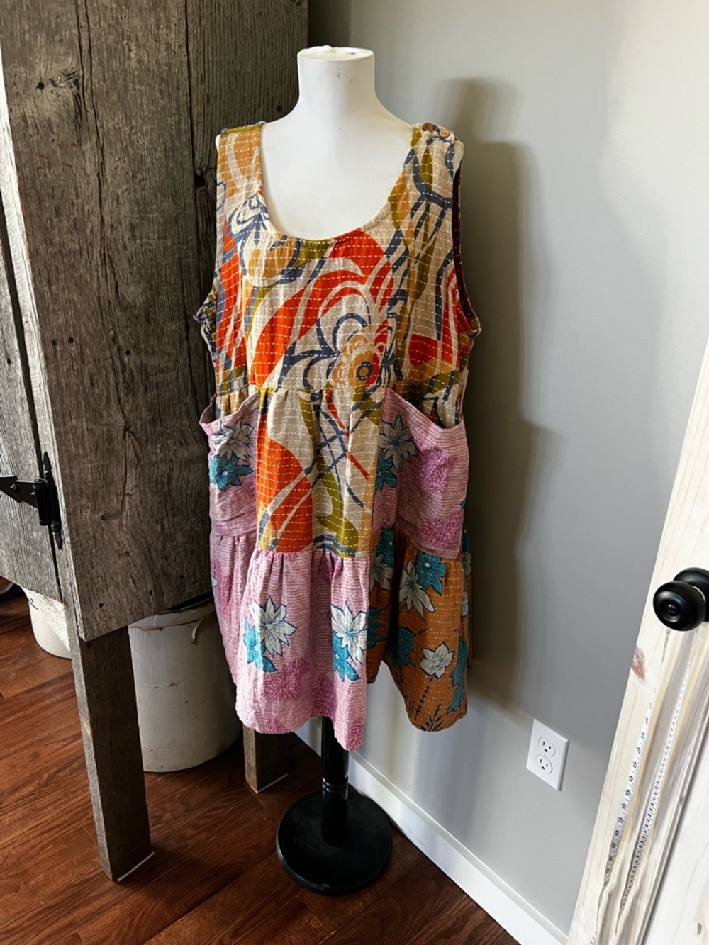 Kantha Bae Patchwork Mini Dress